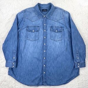 Lucky Brand Blue Denim Western Shirt - Classic Pearl Snap